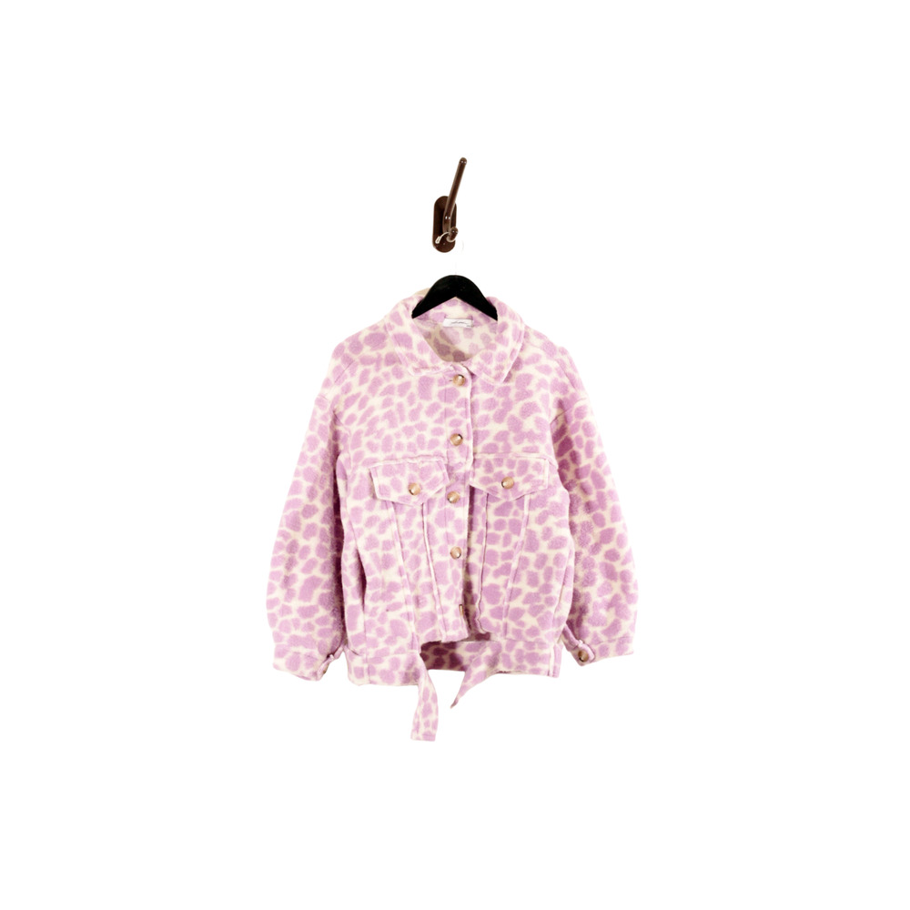 Women's Animal Print Cropped Work Fleece Utility Light Jacket Purple Ambika OSFM